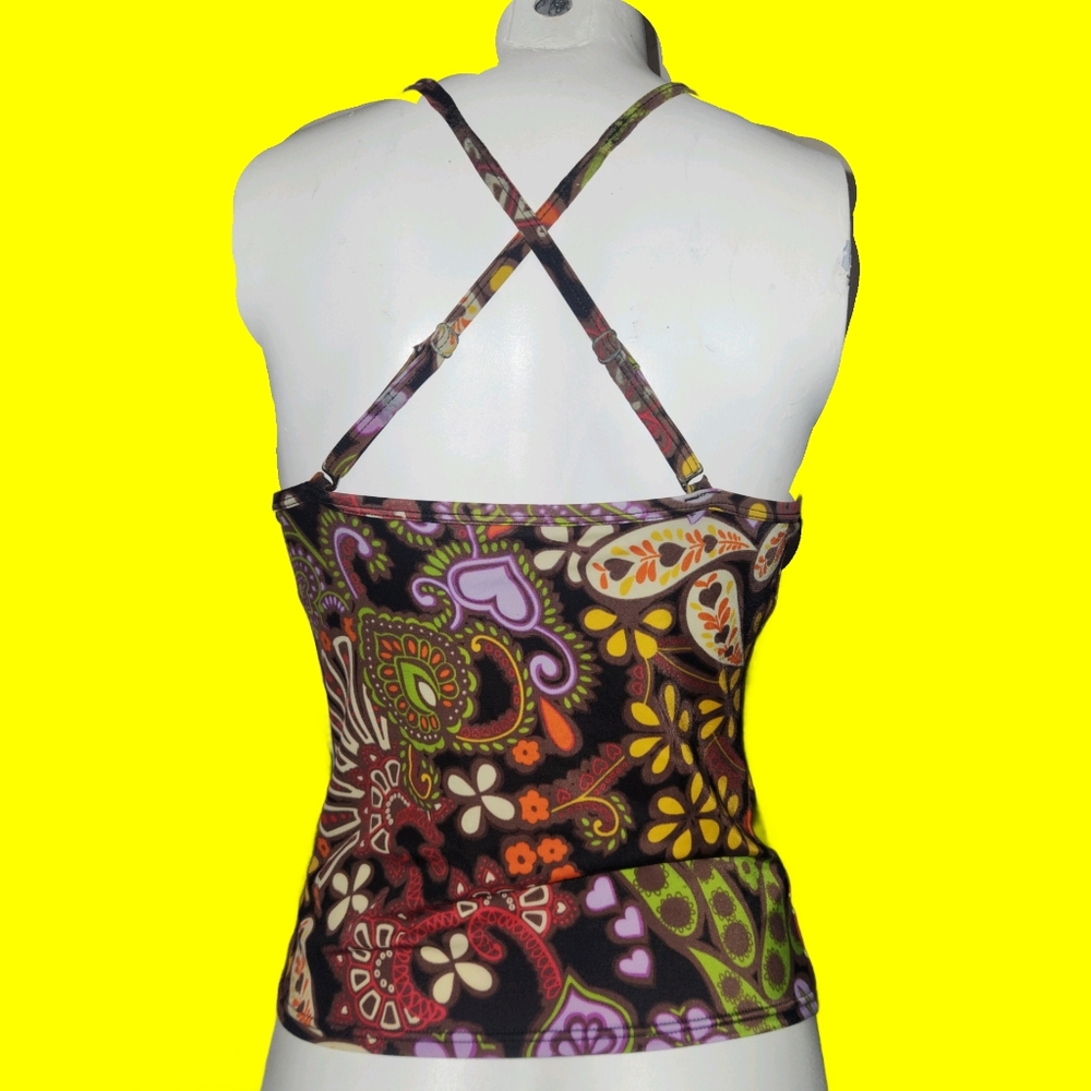 Y2K Victoria's Secret 70's Boho Paisley Tankini Top Bathing Suit Top 34B - Picture 2 of 9